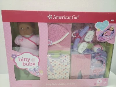 American Girl Bitty Baby Doll BB1 15" Holiday Gift Set Starter Kit Dark Skin  - Image 1 of 4