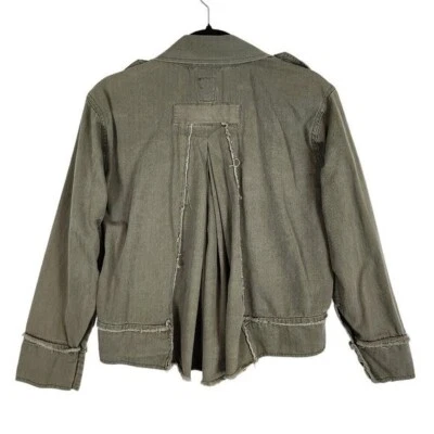 Chaqueta Militar Anthropologie Tiny CLeo Verde Ejército Dobladillo Alto Bajo Plisado Espalda XS Foto 1 de 4