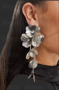 Zara new cascading flower floral flowers earrings silver Kate's Bafta's earrings - Picture 1 of 8