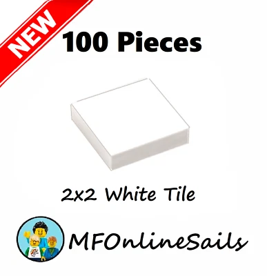 **NEW** 100x Genuine LEGO 2x2 TILES TILE - White - 3068b Bulk Smooth - Image 1 of 4