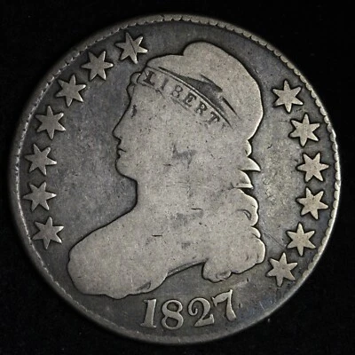 1827 Capped Bust Silver Half Dollar CHOICE FINE+ E218 SFM - Image 1 of 2