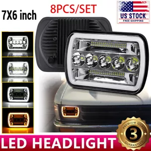 8PCS Brightest 5X7" 7x6 inch Rectangle LED Headlight DRL for Toyota Pickup Truck - Picture 1 of 12