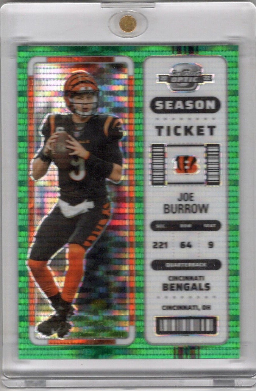 2022 Contenders Optic Season Ticket Green Pulsar #9 Joe Burrow 12/30 Bengals