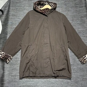 Weather Tamer Coat Womens M Brown Cheetah Print Long Sleeve - Picture 1 of 14