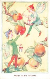 ARTIST GLADYS CHECKLEY - FAIRIES IN THE ORCHARD VINTAGE POSTCARD