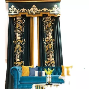 New European flannelette blue velvet cloth blackout curtain valance drape C1156 - Picture 1 of 8
