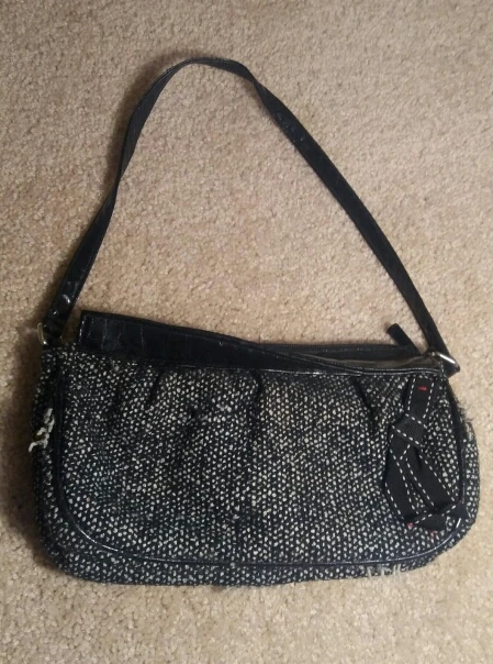 Muy Bonito Bolso Cartera Pequeño Negro Envejecido Tweed, ¡Simplemente Precioso! Foto 1 de 1