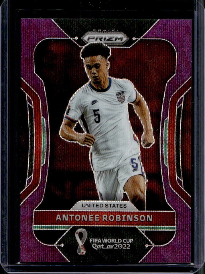 2022 Prizm World Cup Antonee Robinson Purple Wave Prizm Parallel #52/99 USA