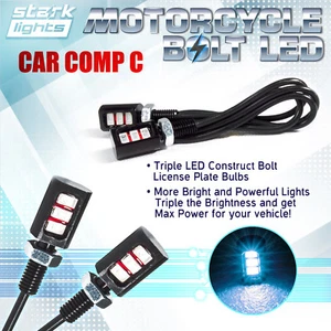 2x Tornillo de motocicleta 3-SMD LED Perno Lámpara Coche Matrícula Luz BLANCO HIELO 8K (B) - Imagen 1 de 4