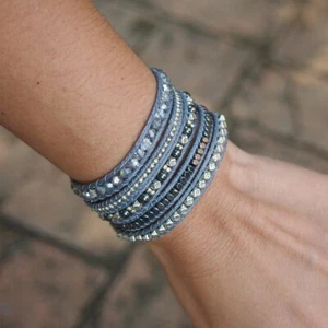 Gray Hematite wrap bracelets, Handmade Vegan Boho bracelet, Stackable bracelets - Picture 1 of 3