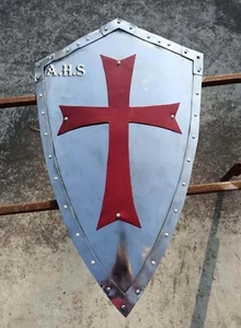 Armadura Medieval Caballero Templario Cruzado Escudo | Cruz Roja Combate Escudo Hecho a Mano - Imagen 1 de 6