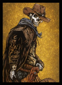 50 MTG Standard Card Sleeves to Protect your Deck - Skeleton Cowboy Cross Draw - Picture 1 of 1