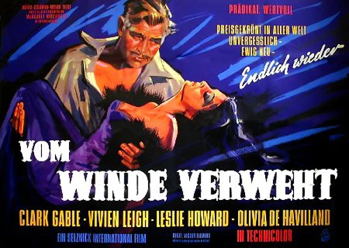  VOM WINDE VERWEHT Clark Gable Vivian Leigh Original Filmplakat A0 GEROLLT 1963 - Bild 1 von 1