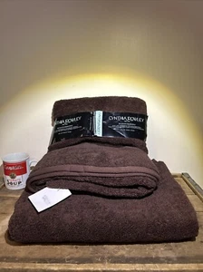 2 pc Set Cynthia Rowley 100% Cotton (2) Bath Towels 30" x 54" Solid Brown NWT - Picture 1 of 11