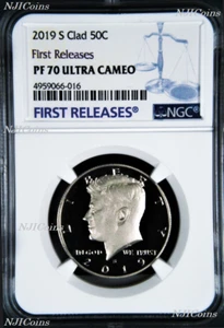 Medio dólar S Proof Kennedy 2019 50c NGC PF70 UCAM primeros lanzamientos revestido - Imagen 1 de 2