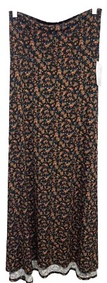 NUEVA Maxi Falda LuLaRoe Grande Negra Marrón Óxido Naranja Azul Delicada Floral Slinky Foto 1 de 4