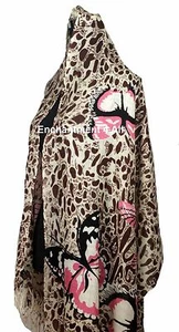 Stunning 24"x78" 2-Ply 100% Cashmere LEOPARD Scarf Shawl Wrap w/ BUTTERFLY Brown - Picture 1 of 4