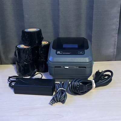 Zebra GK420D Thermal Label Printer Tested Works with Cords & Extra Rolls  - Image 1 of 4
