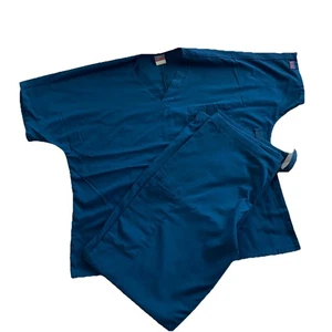 Herren Peeling Set mittelblau bequem medizinische Uniform Oberteil & Hose - Bild 1 von 4