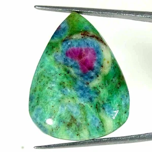 33.90Cts Natural Ruby in Fuchsite Pear Cabochon Loose Gemstone 22x29x5mm - Picture 1 of 5