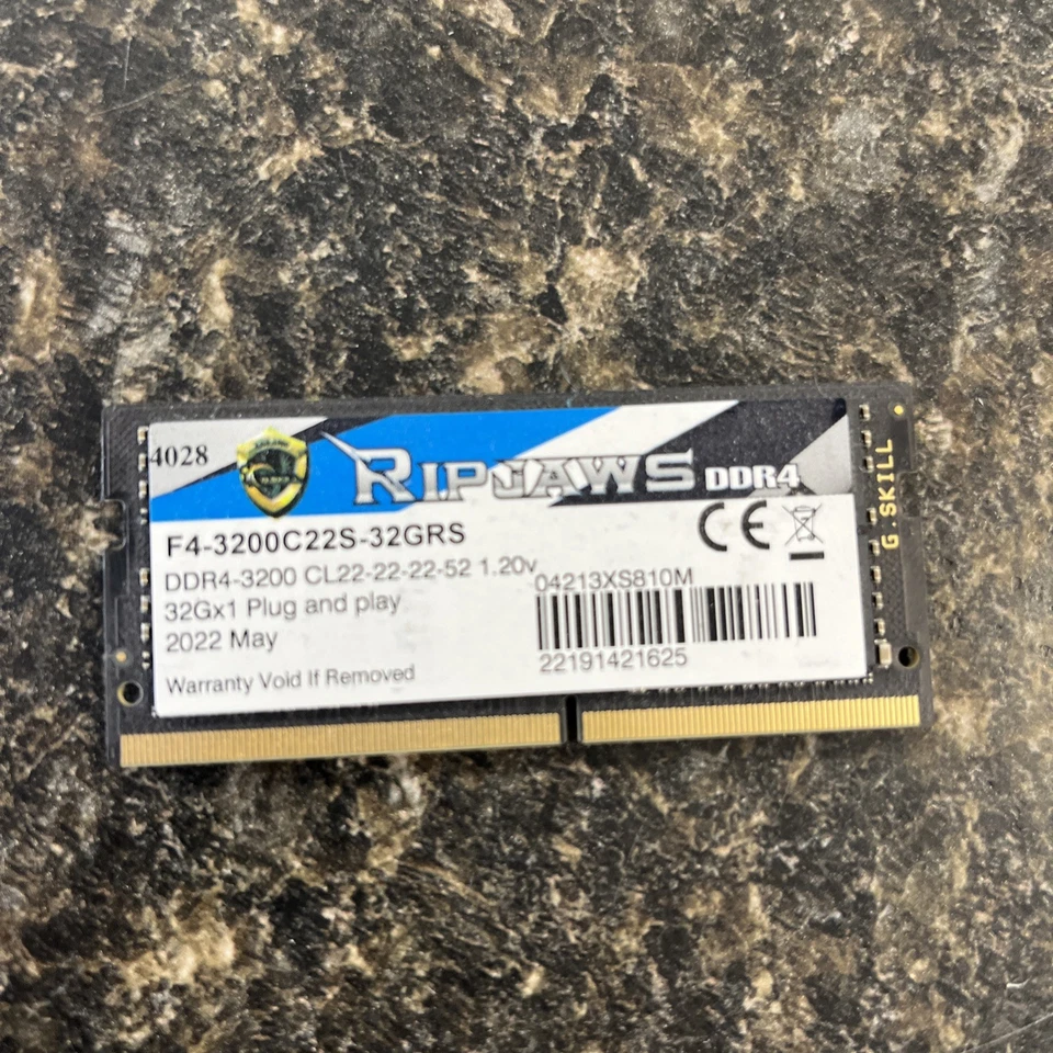G.SKILL Ripjaws DDR4 SO-DIMM DDR4-3200MHz CL22-22-22 1.20V 32GB Memory Card... - Image 1 of 1