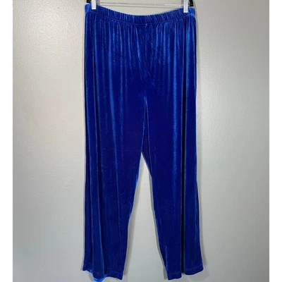 Pantalones de salón Bob Mackie azul brillante terciopelo pierna ancha - 22 W - talla grande para mujer Foto 1 de 4