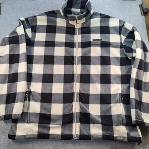 Columbia Black & White Plaid 3XT Men's Fleece Zip Up 2 Zip Pockets Jacket - Picture 1 of 17