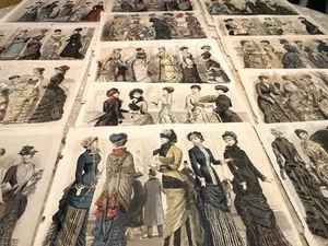 Antico piatto moda francese vintage lotto 14 Les Modes Parisiennes La Mode 1800’s - Foto 1 di 17