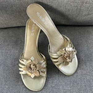 Michelle D. Pfennigabsatz Schuhe (Einzelhandel 64 $) Gold Lackleder Größe 7,5 M - Bild 1 von 10