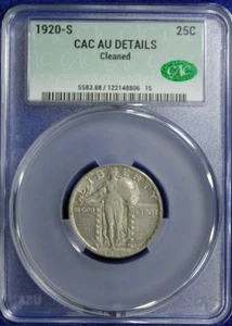 1920-S STANDING LIBERTY QUARTER CAC AU DETAILS (2532318) - Picture 1 of 4