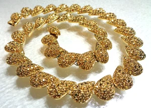 St JOHN Logo, Vintage, Gold Tone, Gold Color Rhinestones, Choker Necklace. - Picture 1 of 7