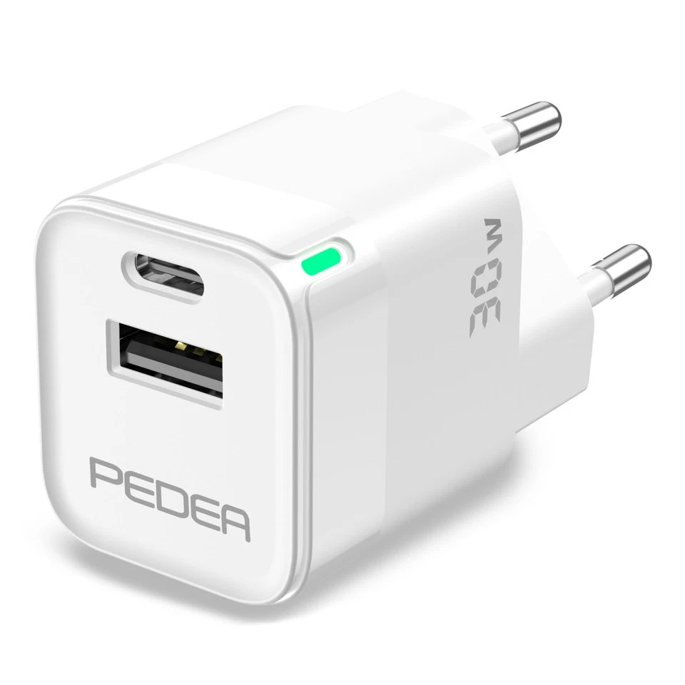 PEDEA 30W USB-C (PD) Schnellladegerät - 2-Ports Mehrfach Handy-Ladegerät mit USB