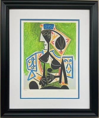 Pablo Picasso "Woman in Green" (Femme en Vert) 限量版 带框艺术 全新 — 第 1/4 张图片