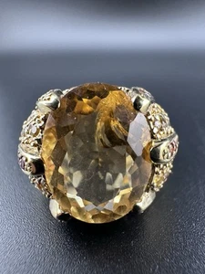 Vintage 18k Gold Vermeil über 925 Silber Ring mit großen Citrin & Topas Akzenten - Bild 1 von 8