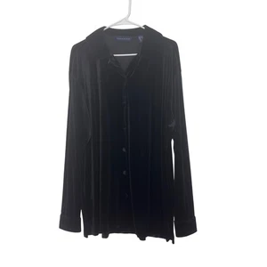 Blusa Camisa Preston & York Mujer Terciopelo Negra Abotonada Talla L - Imagen 1 de 15