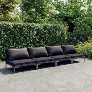 Garten Lounge Set Dunkelgrau Pulverbeschichteter Stahl Standard - Bild 1 von 6