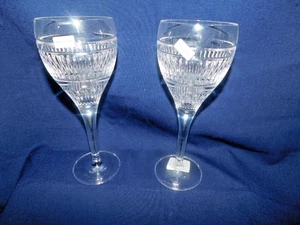 H7 - Royal Doulton Crystal Radial Large Wine Glasses Lot of 2 Org. Label - Picture 1 of 7