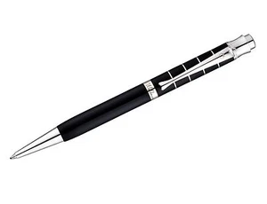 Bolígrafo de lujo Waldmann plata de ley tango lacado negro, guilloché - Imagen 1 de 2