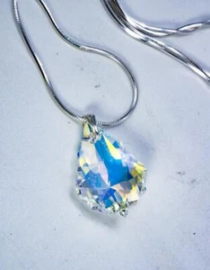 CYNTHIA LYNN "FIRE & ICE" 925 SILVER AB BAROQUE SWAROVSKI CRYSTAL NECKLACE - Picture 1 of 1