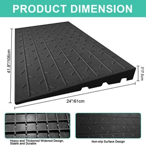 Solid Rubber Power 3" Rise Door Ramp Wheel-Chair Scooter Threshold Ramp - Picture 1 of 8