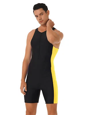 Traje de baño sin mangas de una pieza para hombre con protección contra erupciones Traje de baño Piscina Entrenamiento Monos Foto 1 de 3