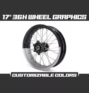 Wheel 17" 36H Rim White Black 50/50 Graphics Kit Motorcycle Bike Front Rear Wrap - Foto 1 di 2