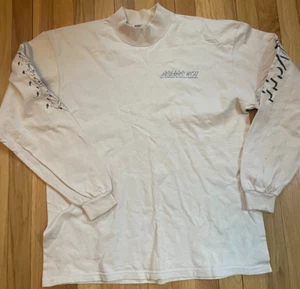 VTG 90s Mock Neck Heavyweight Cotton Long Sleeve T-Shirt Yellowstone Ski L WYSEF - Picture 1 of 8