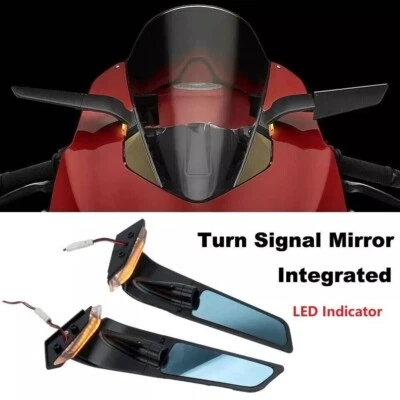 Einstellbare LED Wind Flügel Spiegel Mit Blinker Für Ducati Panigale V2 V4
