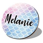 1 x Round Coaster - Name Melanie Mermaid Scales Fish Sea Lettering #280047