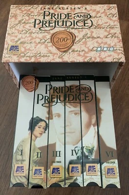 The Literary Collection Pride and Prejudice 1996 Hardcover Video 6 VHS Tapes A&E - Image 1 of 4