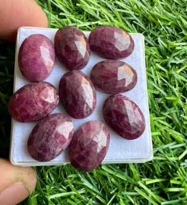 Natural Ruby Rose Cut 10x14mm Oval Gemstone 5Pcs Lot Genuine African Ruby - Picture 1 of 3
