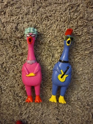 (2) Ja-Ru Squawkin' Chik'N Noise Maker Guitar Squeak Squeezable Granny Chicken - Image 1 of 4
