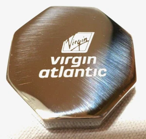 NEW Virgin Atlantic Airline Chrome Paperweight - Laser Engraved Image - Picture 1 of 4