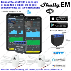 SHELLY EM sonde DOMOTICA MONITORAGGIO REMOTO IMPIANTO FOTOVOLTAICO WiFi solare - Imagen 1 de 4